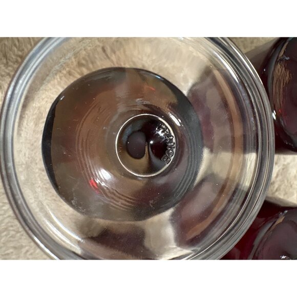 Ruby Red Wine Glasses With Clear Pedestal Base Set Of 5 Vintage - Picture 4 of 8